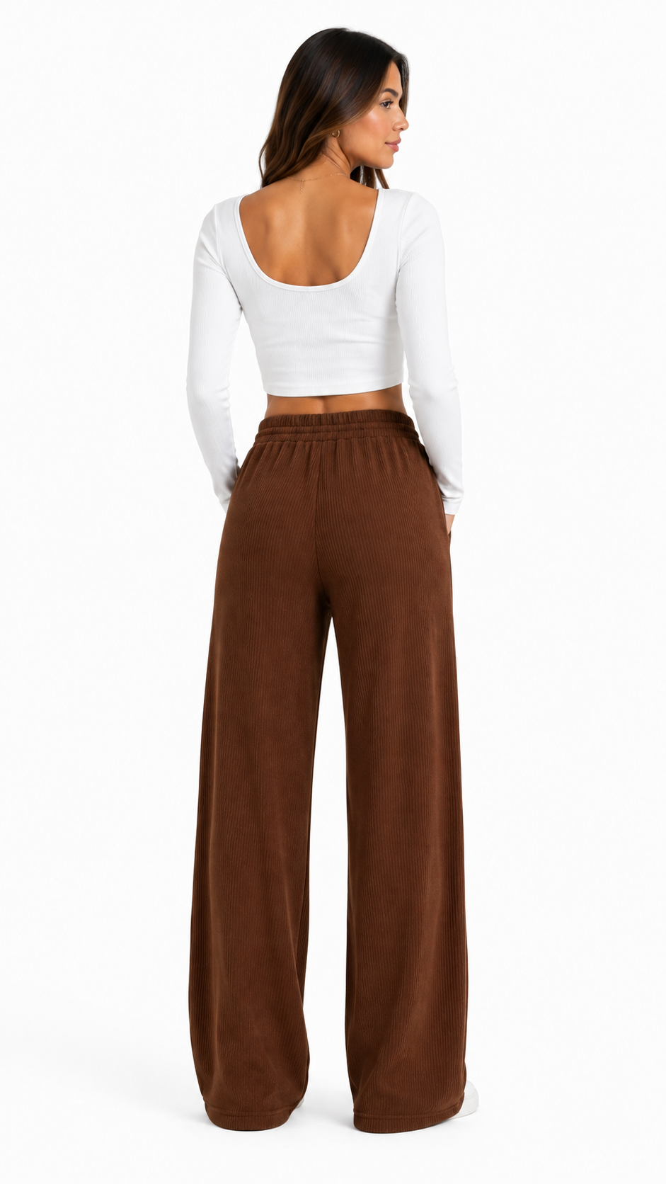Calça Wide Leg Canelada Confy Cintura Alta — Segunda Pele