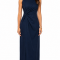 Vestido Longo Nó na Cintura Decote Canoa — Silhueta Minimalista TAIGI