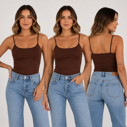 Kit com 3 Blusas Regata Feminina Cropped de Alcinha em Suplex