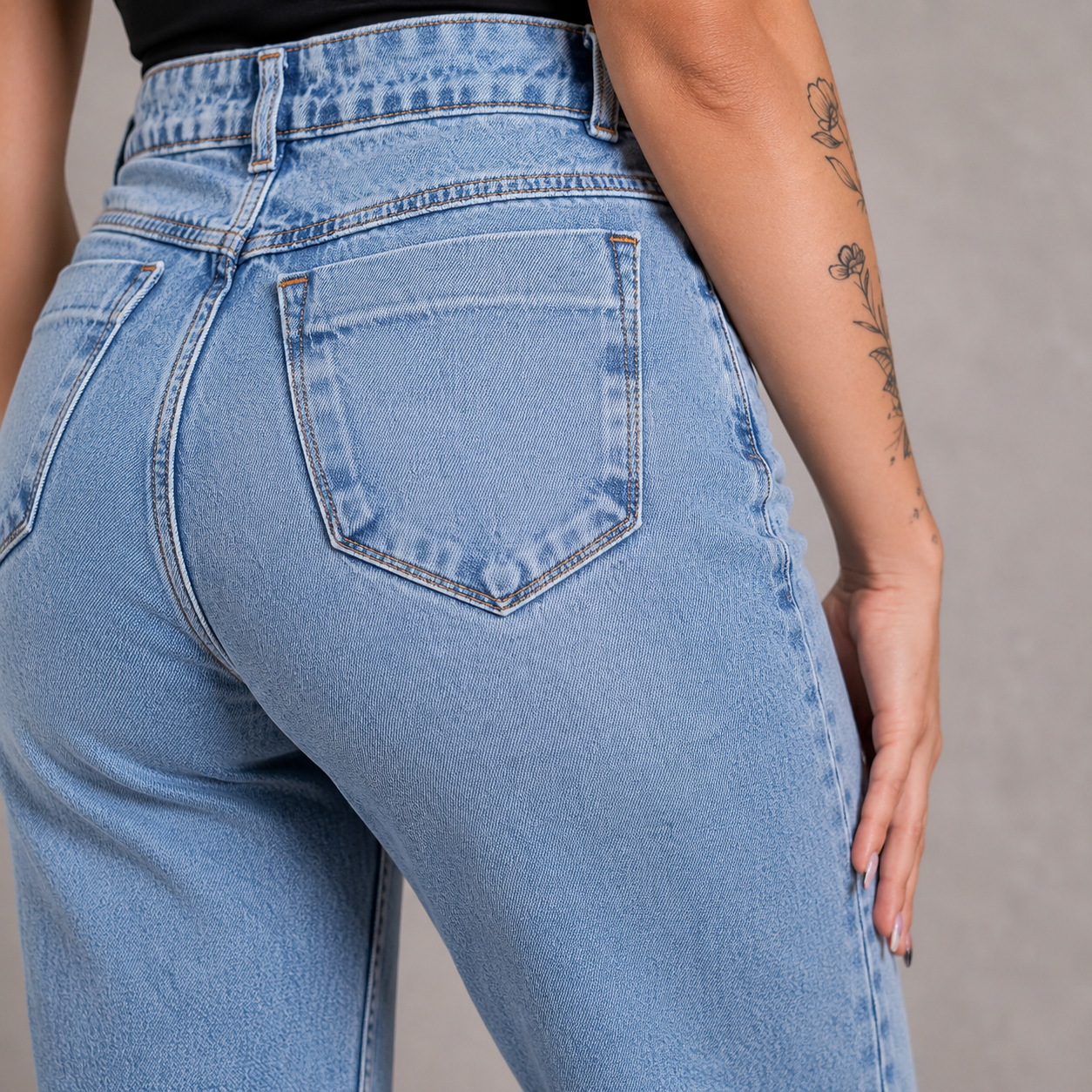 Calça Jeans Feminina Wide Leg Cintura Alta