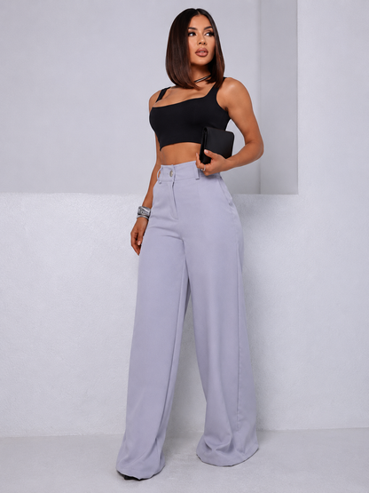 Calça Alfaiataria Pantalona Feminina Premium Wide Leg com Bolso