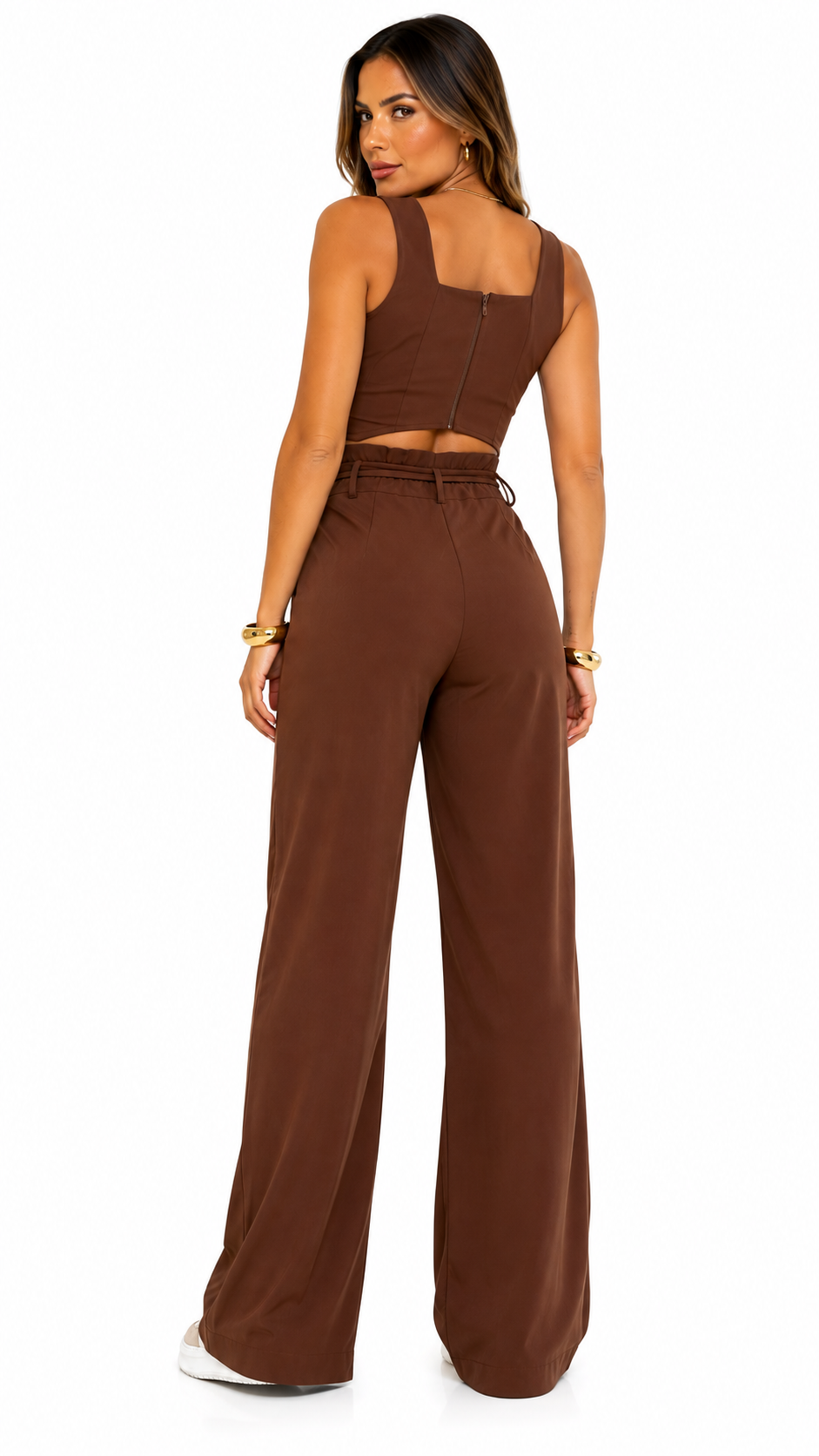 Calça Pantalona Alfaiataria Feminina com Amarração — Wide Leg