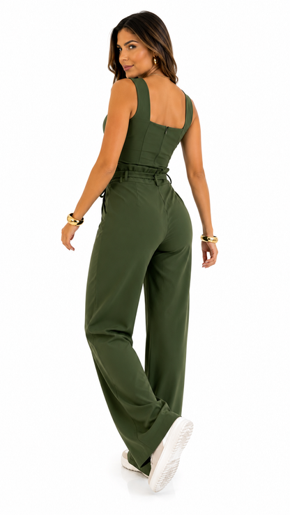 Calça Pantalona Alfaiataria Feminina com Amarração — Wide Leg